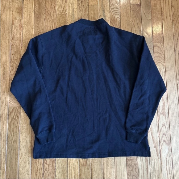 Woolly Dry Goods Mens 3 Button Down Crewneck Sweatshirt Soft Black - Picture 2 of 6